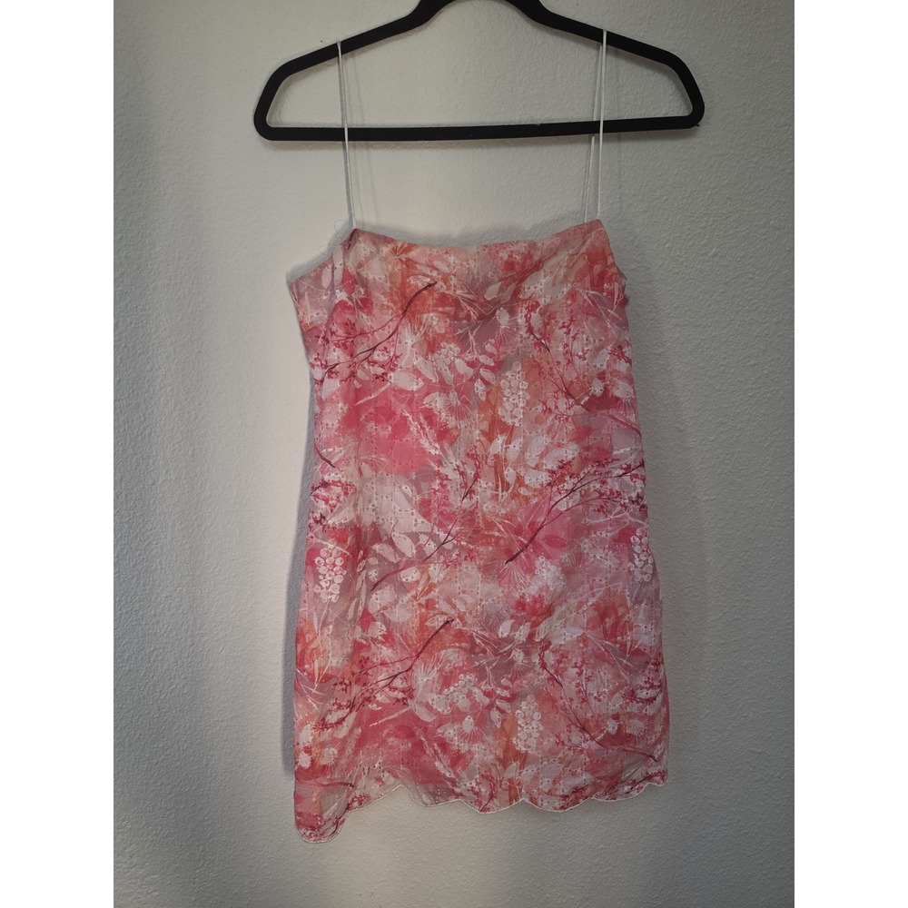 dRA Floral Sleeveless Mini Dress XS Pink Sundress Boho Gown Frock Lace